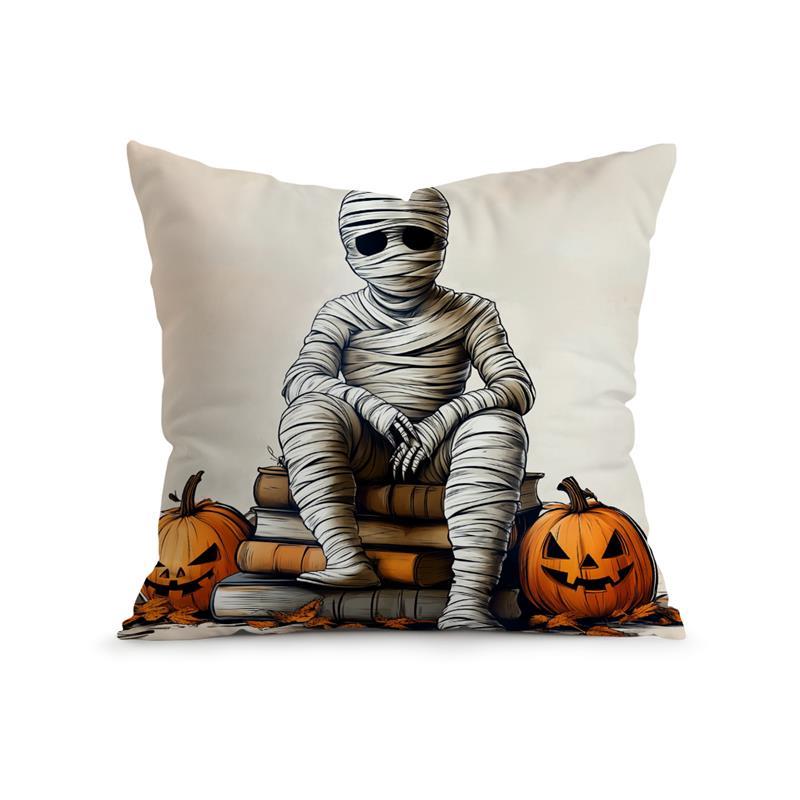 Home Decor Halloween Themed Spooky Cushion Covers Pattern Cushion Cover Suitable For Sofa Bedroom Car Pillow Cover