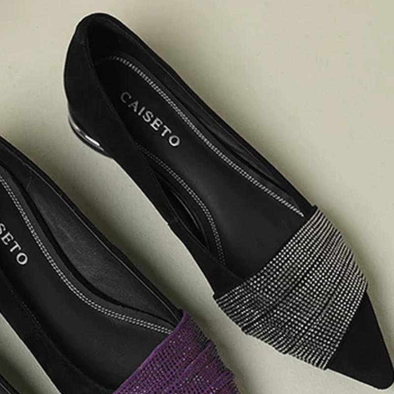 Fashion 2025 Fashion Spring and Autumn Shallow Mouth Comfort Rhinestone Temperament Pointed Toe Soft Sole Women's High Quality Shoes
