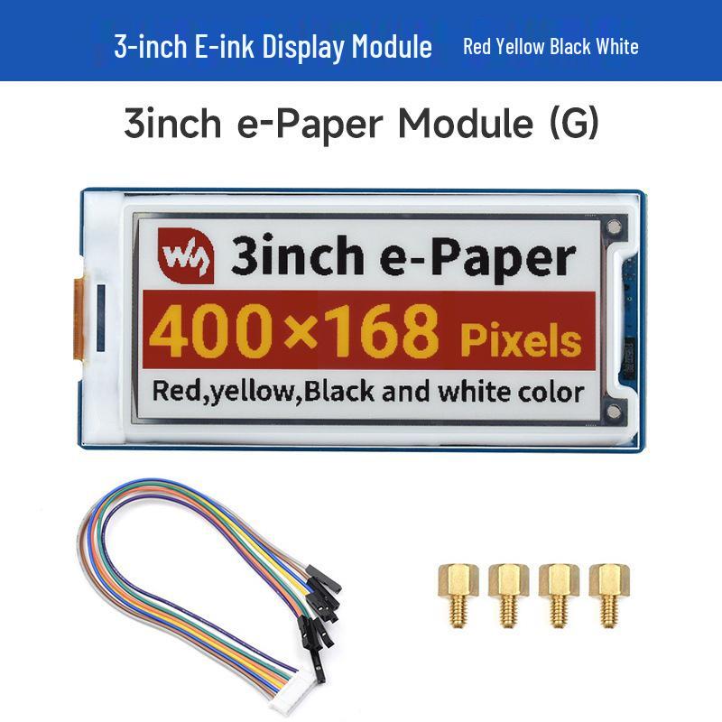 3" E-Paper Display Modul - Rot/Gelb/Schwarz/Weiß, 400x168 Auflösung.