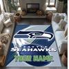Seattle Seahawks Kristal Kadife Halı, Ev Dekorasyonu Hediye için Kişiye Özel İsim Yazılı Kaymaz Zemin Paspası