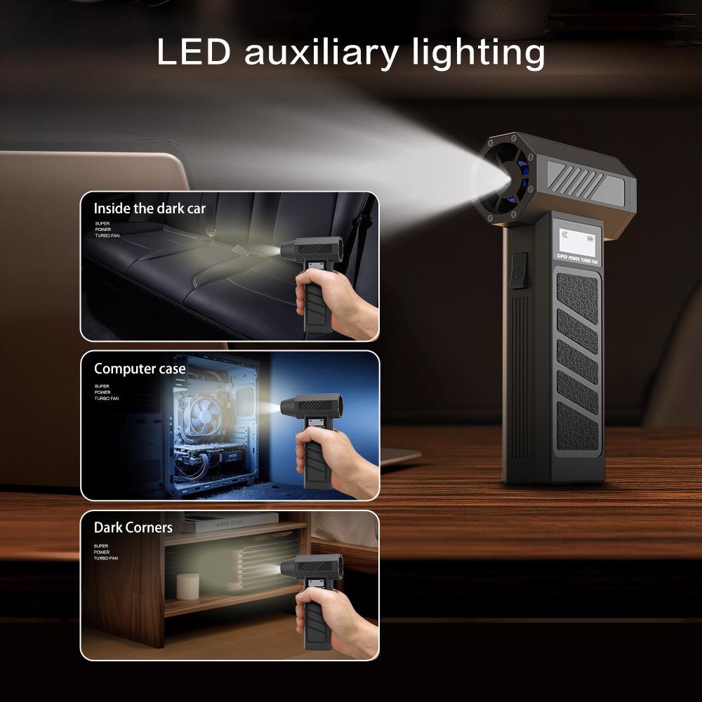 990000RPM Hurricane Dust Blower Wireless Compressed Air Duster High-speed Violent Fan 4-Speed Adjustable Turbo Jet Blower