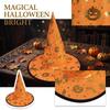 Adult Witch Hat with Gold Foil Pumpkin Design for Halloween Costume Party