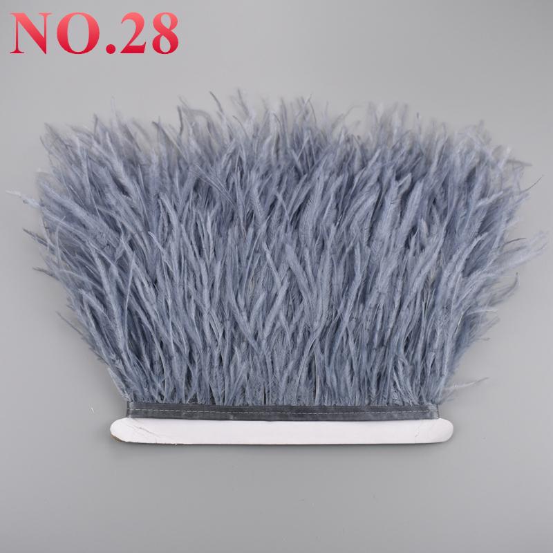 10Meters Ostrich Feathers On Ribbon On Tape 10-15Cm 4-6" Feather Trim Boa For Clothes Sewing White Fringe Dress Skirt Decor Diy
