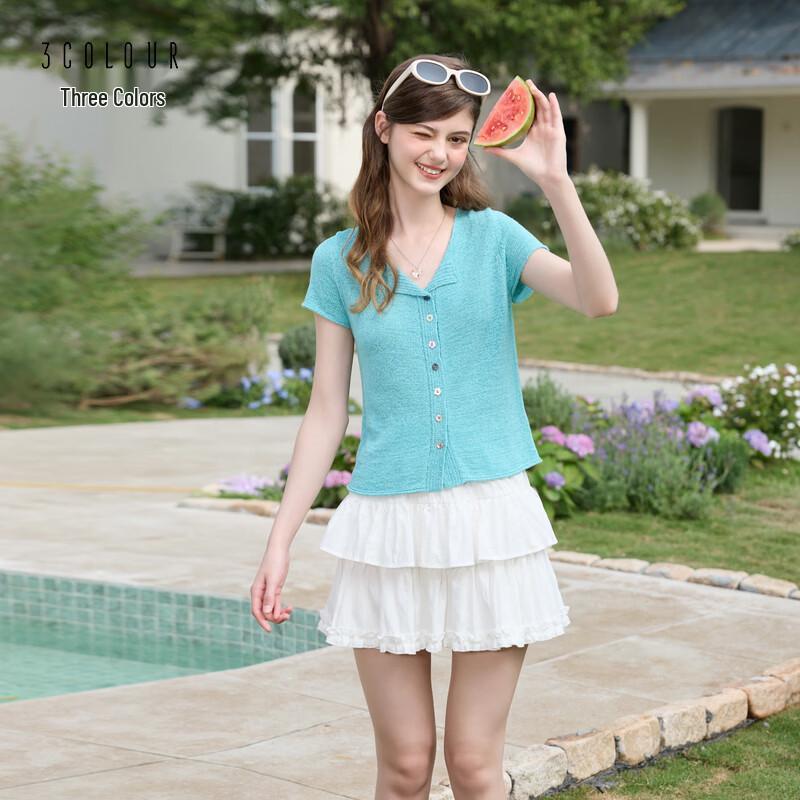 Sancai Dopamine Knit Short Sleeve Polo Sweater S