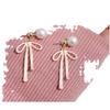 Pink Bow Dual-Wear Pearl Earrings - Unique Summer Back-Hanging Design, Light Luxury, High-End for Girls