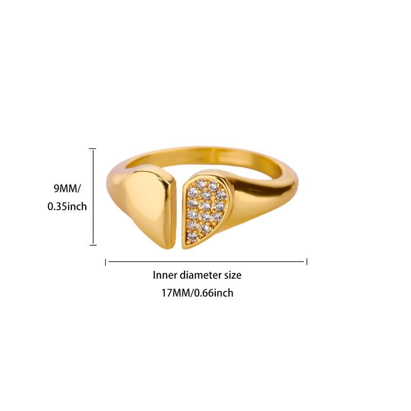 Gold-plated stainless steel ring, female style love full diamond zircon ring, light luxury high-end ring.