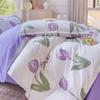 4 Piece Washed Cotton Bed Sheet Set Brushed Finish Duvet Cover Pillowcase For Years Round Comfort Family Household Use