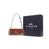 Coach Jet 25 Logo Vintage Leather Tote Crossbody Shoulder Bag Medium Women bags Brown CBA83-B4XHG