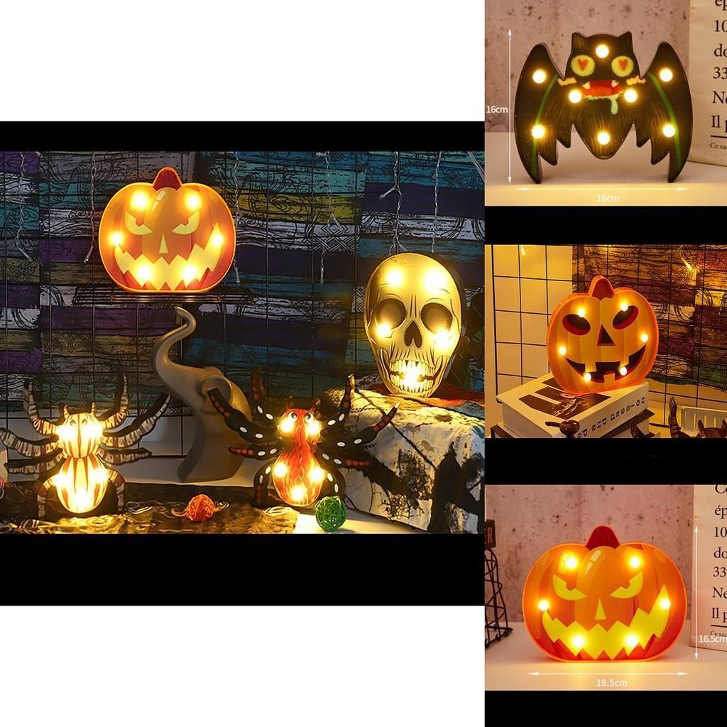 Colorful Halloween Decoration Led Lights Lantern With Bat Skull Pumpkin And Spider Designs