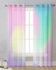 Pink Purple Gradient Rainbow Sheer Curtains for Living Room Decoration Window Curtains for Kitchen Tulle Voile Organza Curtains