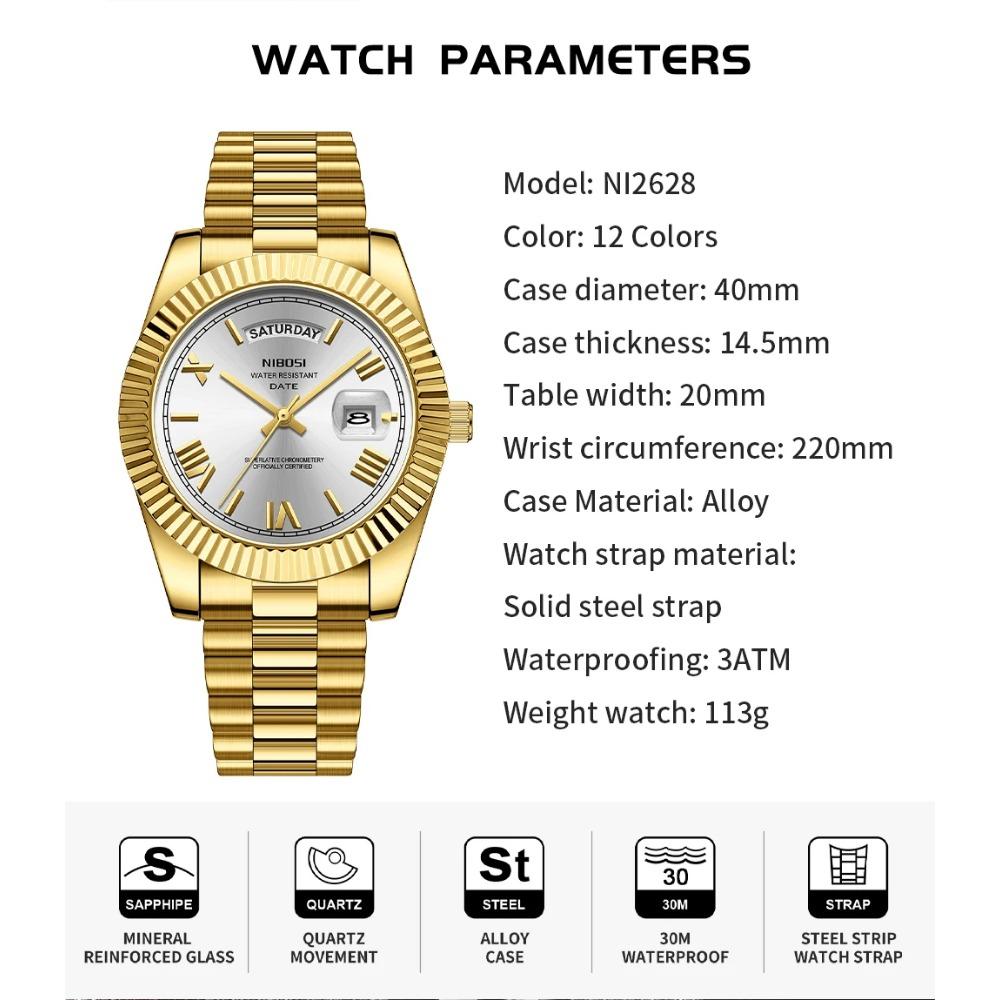 Luxus Edelstahl Quarzuhren für Herren Luxus Datumsanzeige Leuchtend Mode Herrenuhr