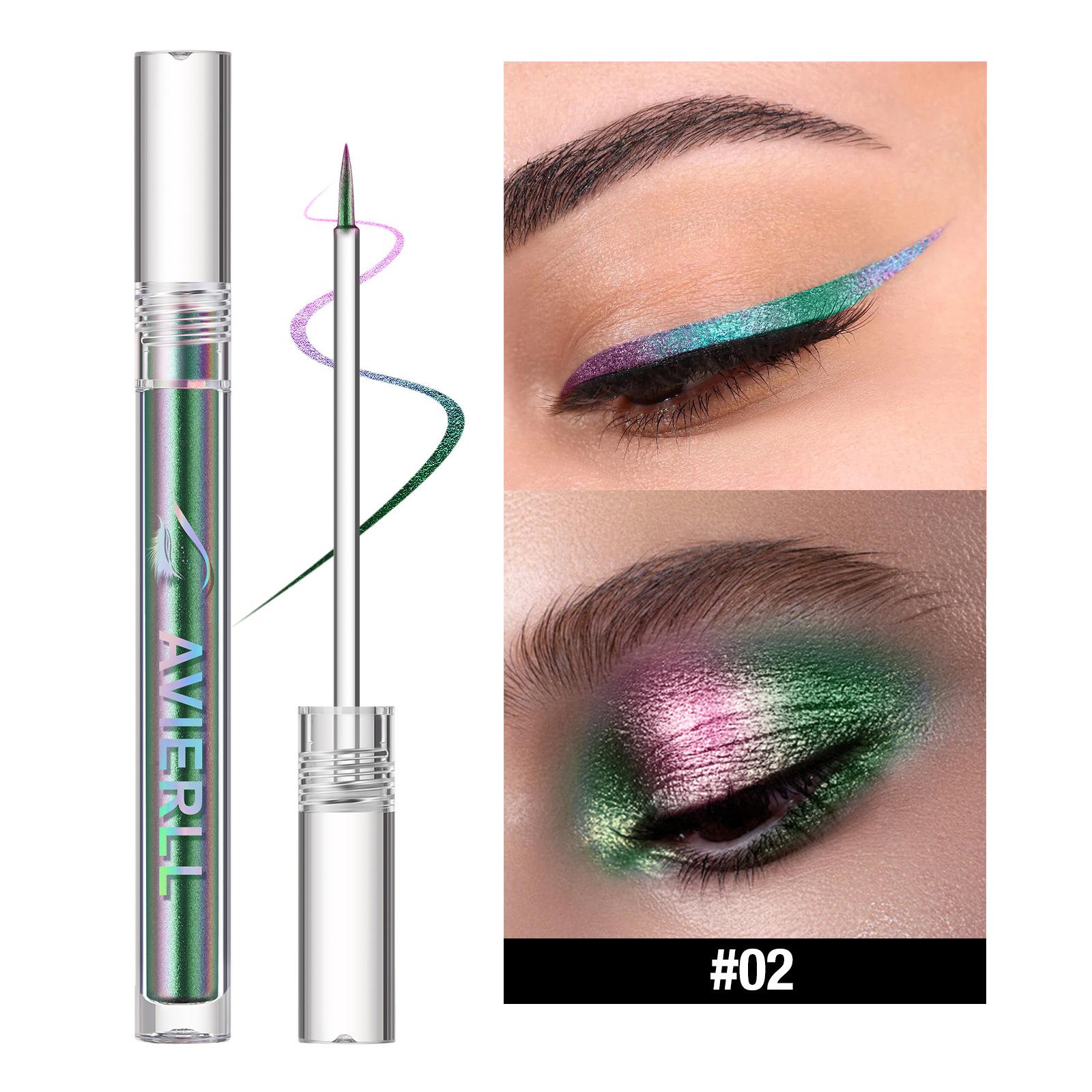 

Glitter Chameleon Eyeliner Pen Multichrome Eye Liner Lasting Shiny Metallic Eyeshadow Lying Silkworm Green Purple Makeup Pigment 1.6g
