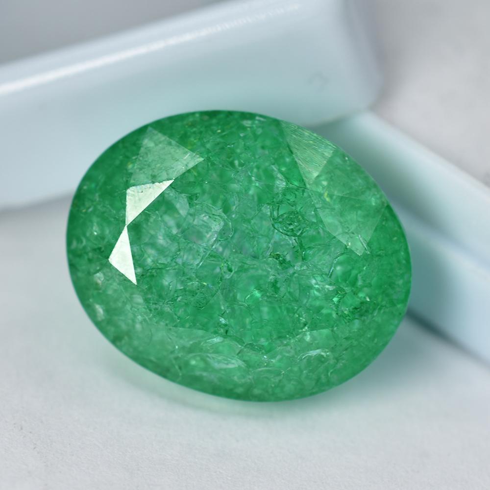 Colombian Green Emerald Oval Cut 33.05 Ct Natural Certified Gemstone