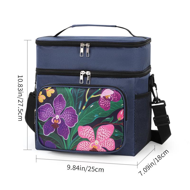 Large Capacity Insulated Lunch Box Bag - Double-Layer, Fresh-Keeping Bento Handbag for Students