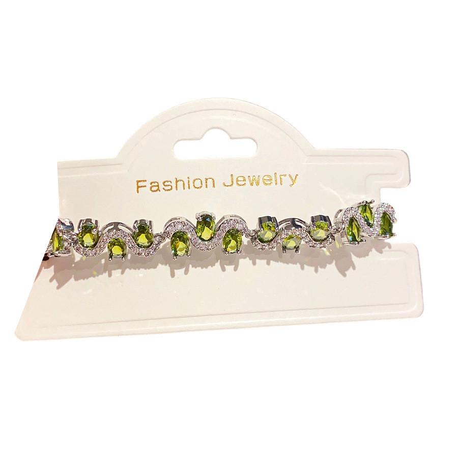 Geometric Zircon Oval Silver Womens Fashion Bracelet For Elegant Gift