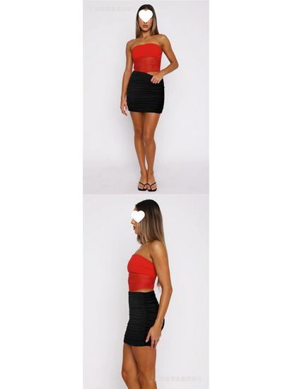 European & American Summer Fashion Pleated Mini Skirt - Double Layer, High Elastic, Shirred Tight-Fit