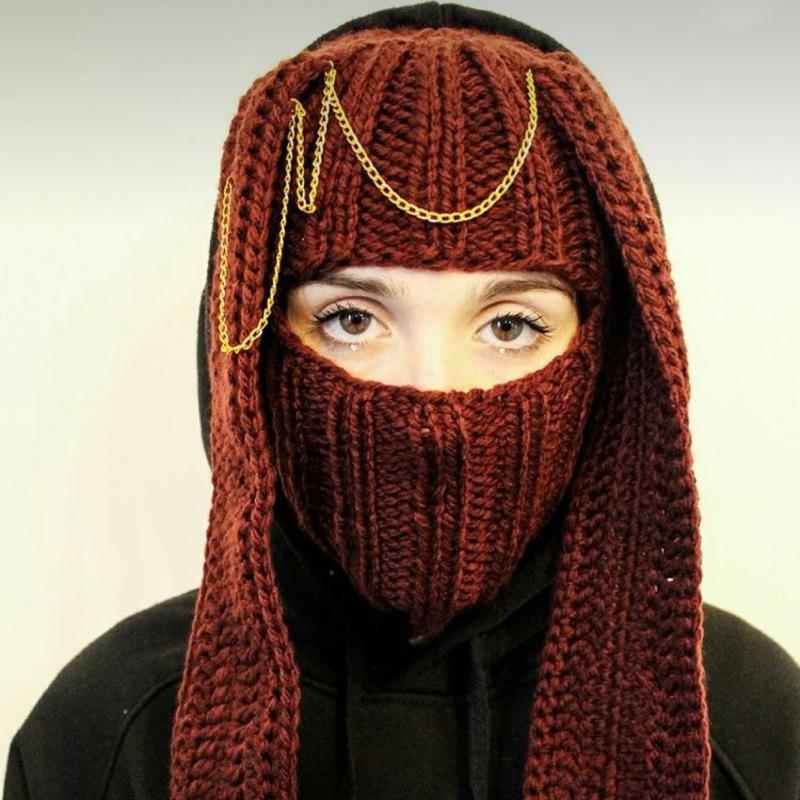 Crochet Halloween Party Funny Style Parent-child Horn Hat Ski Mask Woolen Hat