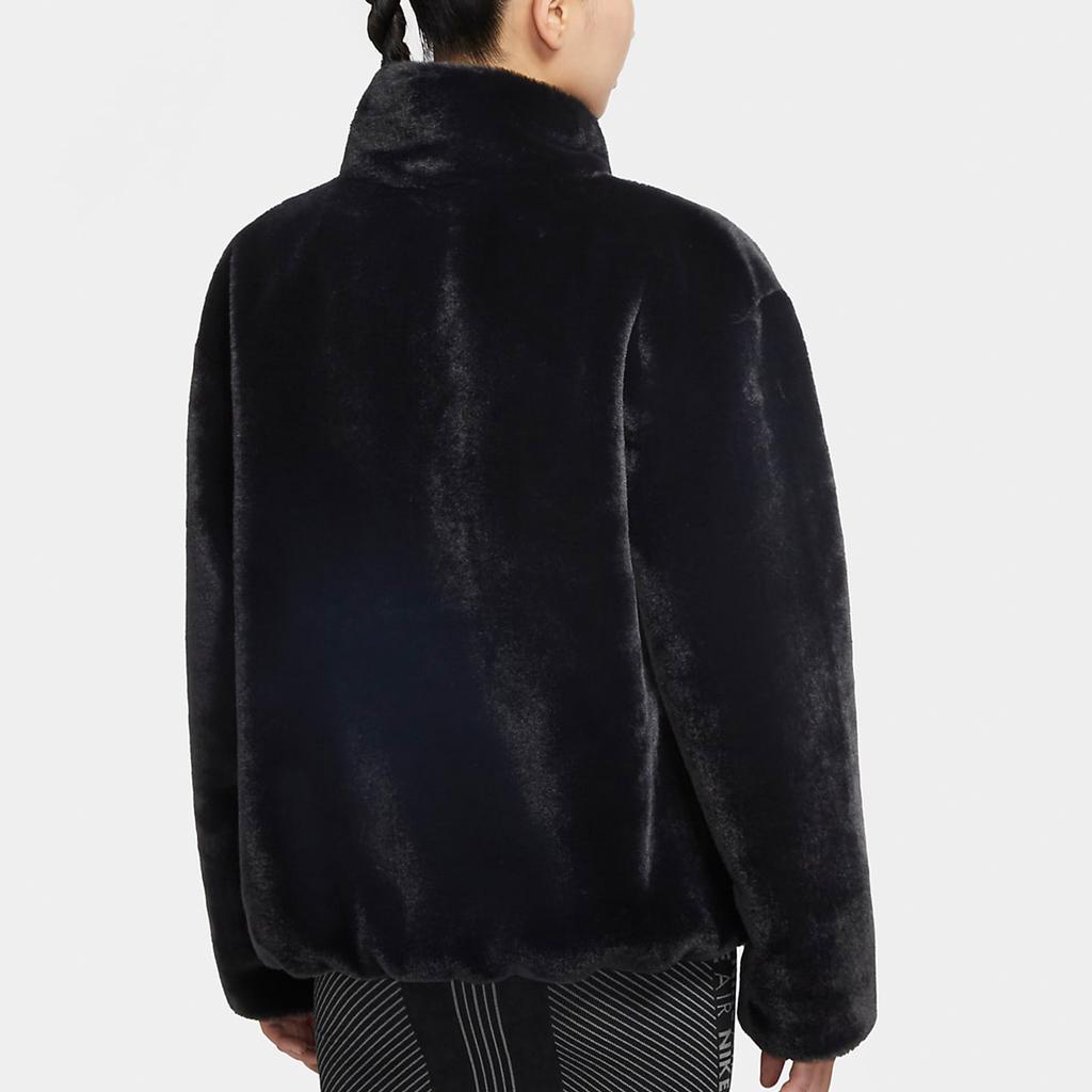 Nike Sportswear Swoosh Large Logo Fleece Collar Jacket For Spring Women Jackets Black CU6559-010
