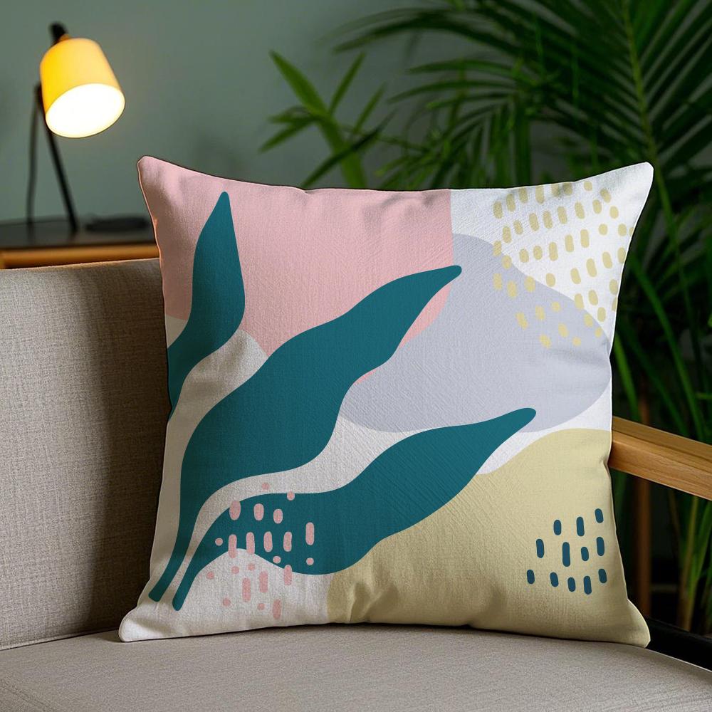 Abstrakte Einfache Geometrische Blatt Kissenhülle Seidig Elegant Komfort Sofa Bett Unsichtbarer Reißverschluss