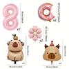 7pcs Capybara Themed Balloon 32 Inch Pink Numbers 1-9 Birthday Balloon Set Children's Party Decoration Birthday Surprise Gifts
