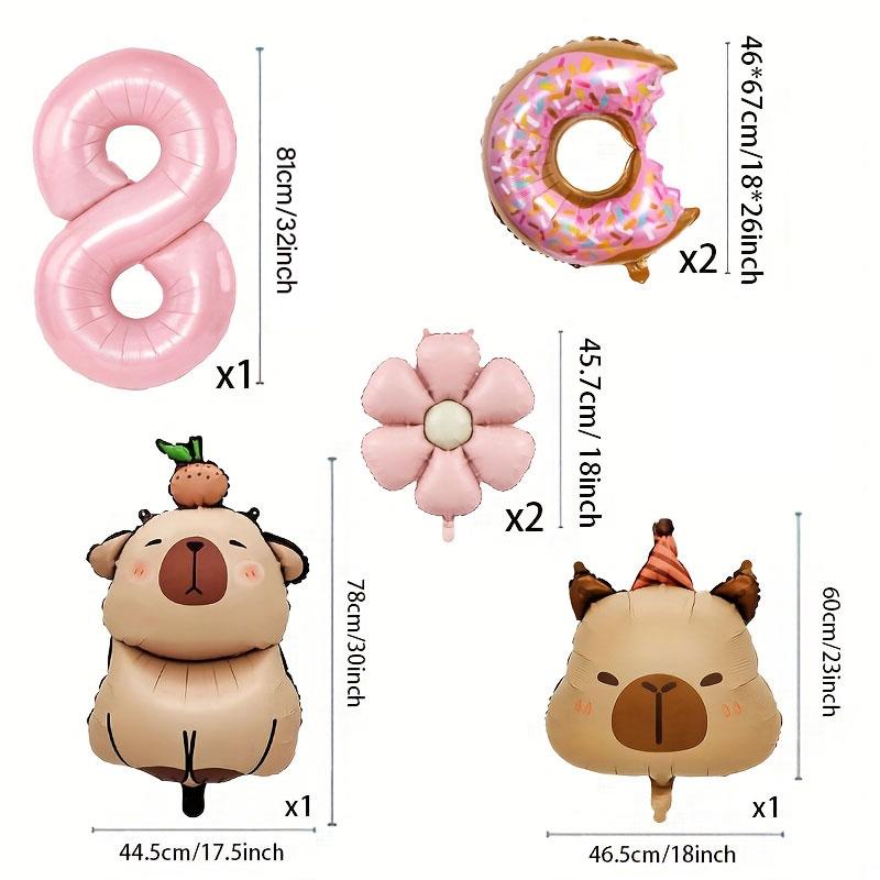 7pcs Capybara Themed Balloon 32 Inch Pink Numbers 1-9 Birthday Balloon Set Children's Party Decoration Birthday Surprise Gifts