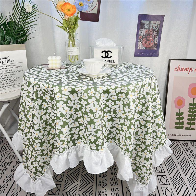 Spitze Runder Tischdecke Floraler Pastoraler Stil Picknick Party Dekorationstuch Ins Schmutzabweisend Antifouling Matte Süß