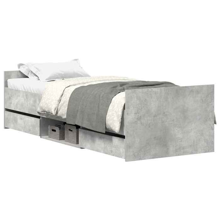 VidaXL Cadre de lit tête de lit et pied de lit gris béton 75x190 cm 3203820