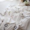 2025 Spring Women's White Embroidered Pure Cotton Long Sleeve Shirt