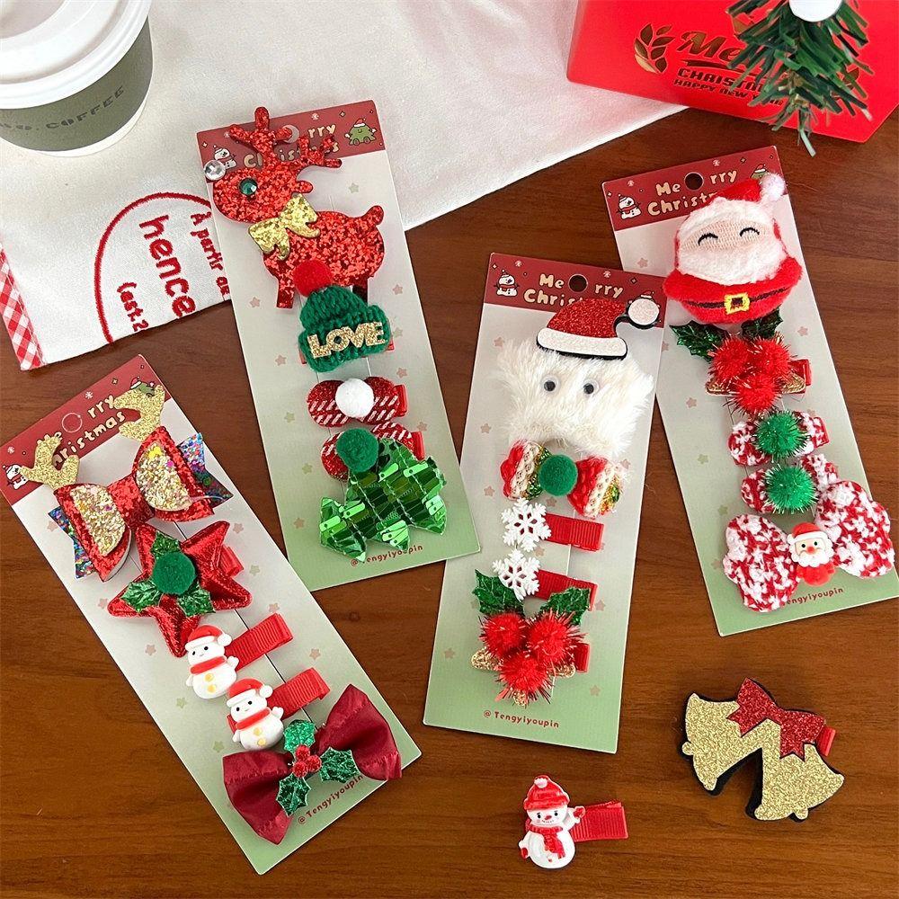 Merry Christmas Decor Christmas Hairpin Set Deer Horn Sequin Children Antler Hair Clip Christmas Hat Star Children Bow Hairpin