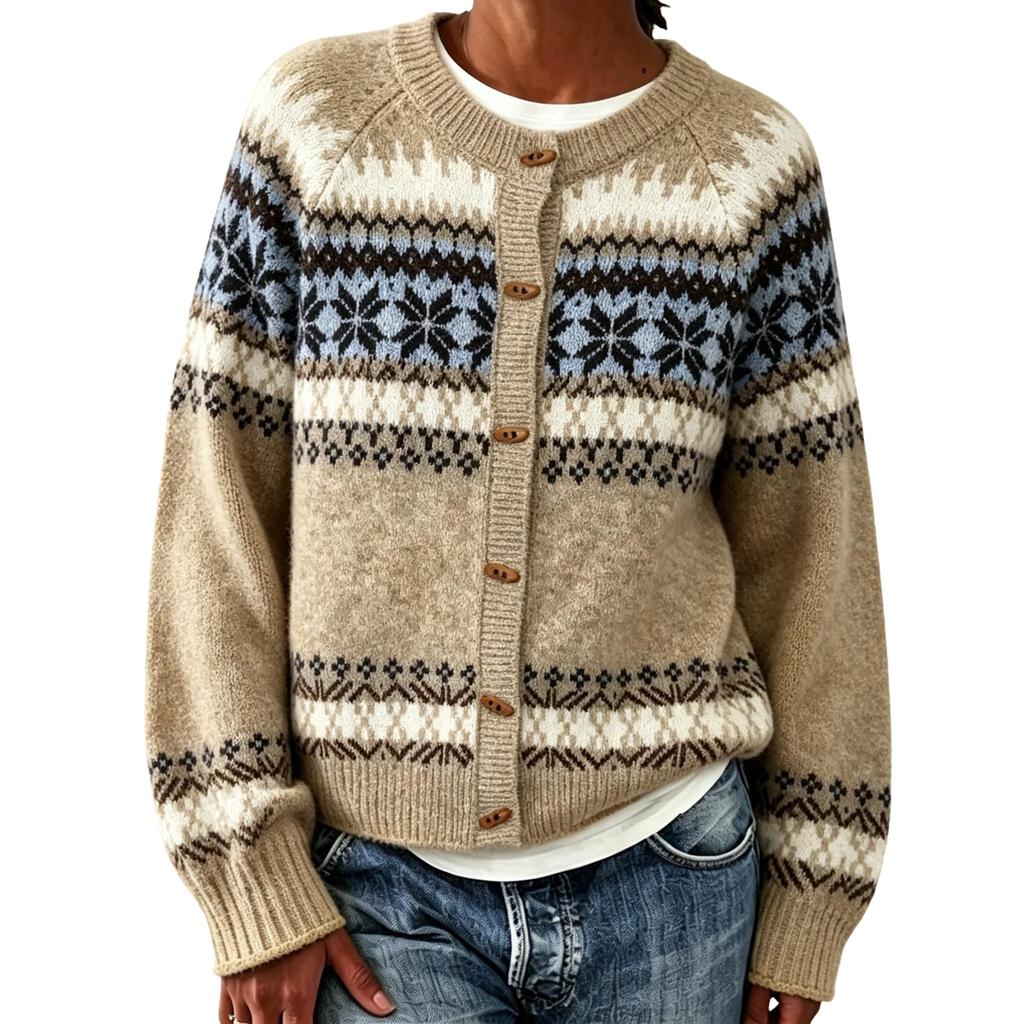 Women's Casual Long Sleeve Button Front Round Neck Knit Cardigan for Daily Wear
