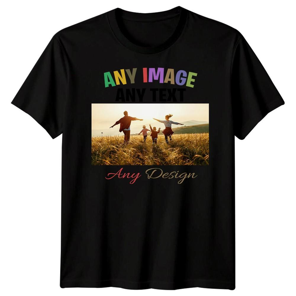 

Photo Upload Custom Mens T-Shirt Personalised Any Image Tee L
