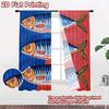 2D Flat Printing,2pcs Colorful Fish Design(1) Chic Print Curta Semi-Sheer Curta Decorations Inside Suitable for Bedroom