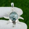 Oval Solar Moss Agate Stone Sterling Silver Bezel Wife Birthday Pendant Jewelry