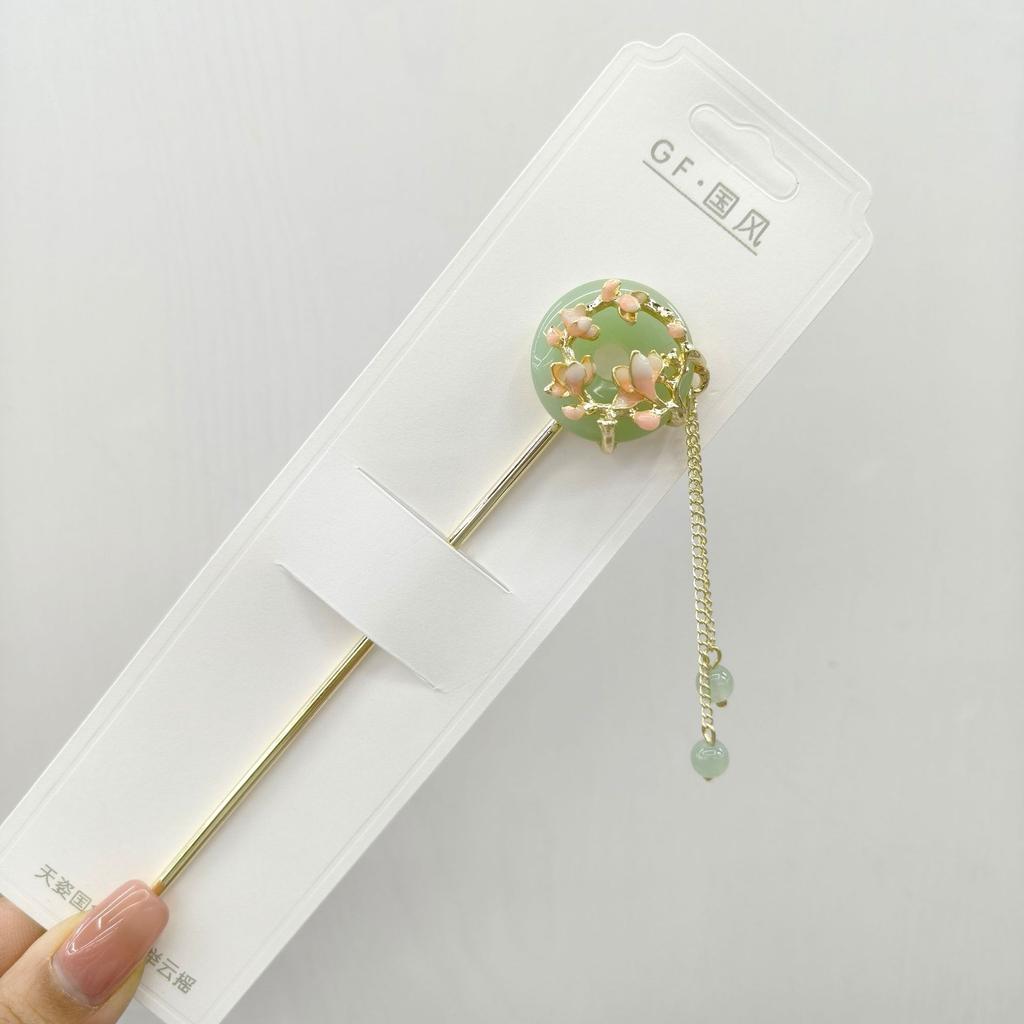 Fairy Flower Tassel Hairpin For Women Handmade Oil Dripping Floral Hair Stick Jewelry Metal Hair Accessories Girls Hair Pin 1pc