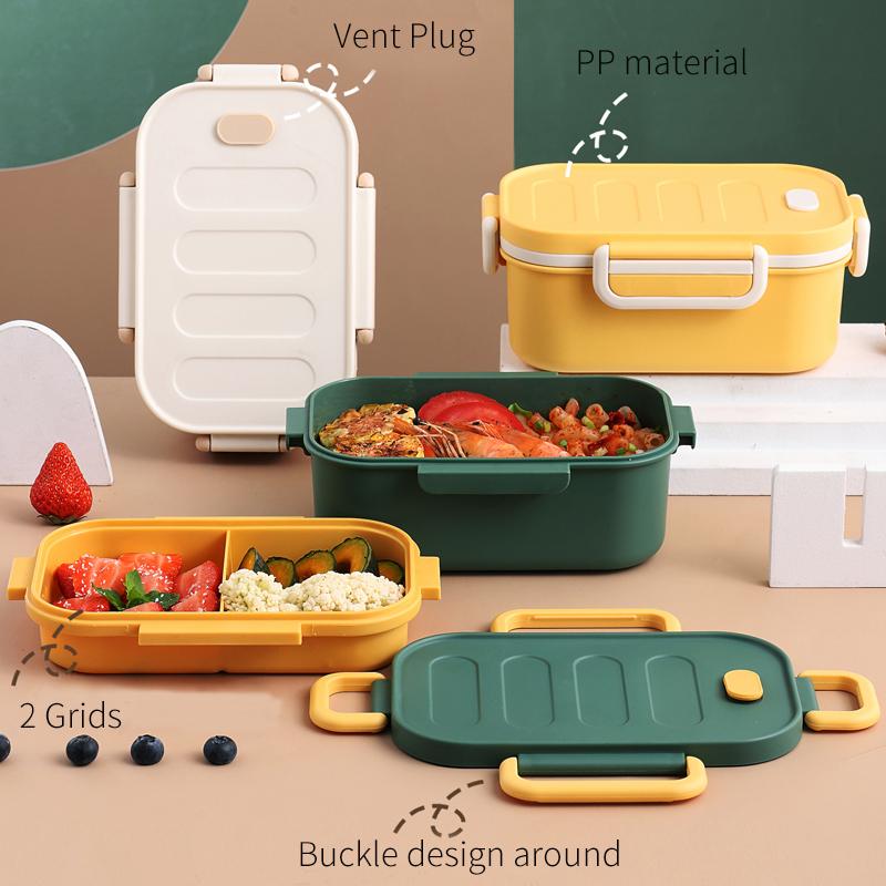 

1pc 1000ml/33.8 oz Portable Lunch Box Container 2 Layer Grid Salad Bowl Bento Boxes Salad Bowls Lunch Box Lunch Container for Fo 2&1000ml&2