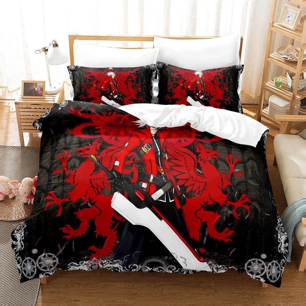 New Fashion 3D Printed Anime Game Blazblue Bedding Set Cartoons three-piece Set Adult Kid Bedroom Duvet Cover Sets Home Textiles