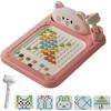 Cartoon Magnetic Drawing Board, Bear Dot Art Design, ABS Cartoon, Interactive Bead Pen Art with Pattern Guide, Home Creative Board