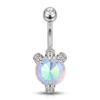 Colorful Y2K Stainless Steel Zircon Planet Moon Butterfly Belly Rings Cute Butterfly Body Piercing Jewelry Belly Button Rings