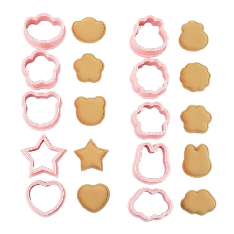 10Pcs Plastic Cartoon Pattern Cookie Cutter Biscuit Molds Cookie Decorating Tool