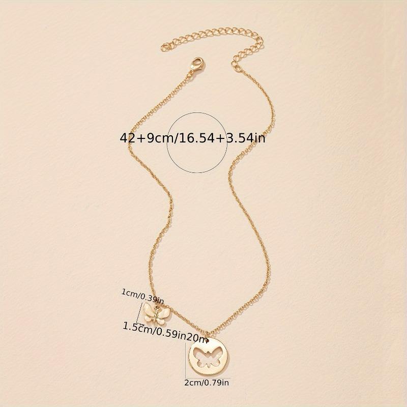 A Golden Butterfly Puzzle Hollowed Out Golden Necklace Stylish, Simple and Elegant