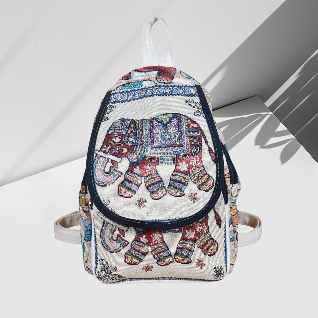 Backpack Embroidered Canvas Backpack for Women Cute Animal Floral Pattern Lightweight Travel Casual Backpack Small Daypack