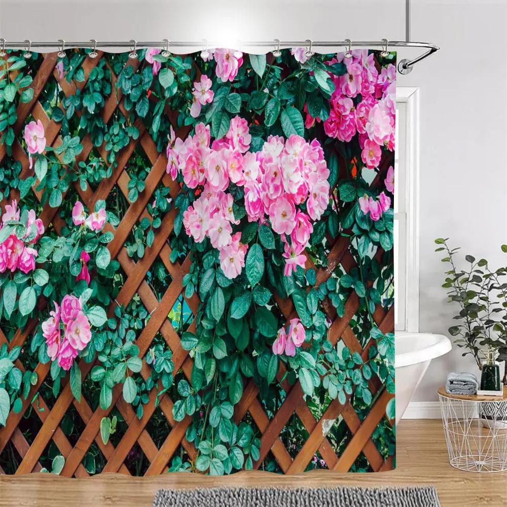 

Sunshine Green Forest Brown Window Shower Curtains Trees Plants Nature Landscape Polyester Bathroom Curtain Set Decor With Hooks 90x180cm