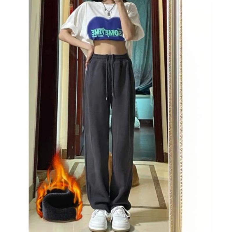 Fashion Casual Pants Women's Spring and Autumn New High-waisted Loose Wide-legged Sweatpants Slim Straight Trousers