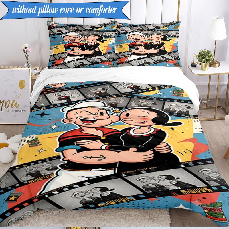 Set Biancheria da Letto con Popeye che Mostra la sua Forza, Include 1 Copripiumino e 2 Federe, Perfetto per Camera da Letto, Dormitorio, Regalo di Natale per Fan