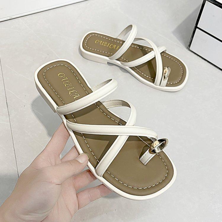 Platform slippers women wear high-end non-slip shoes children 2025 summer new fashion set toe beach cool slippers
