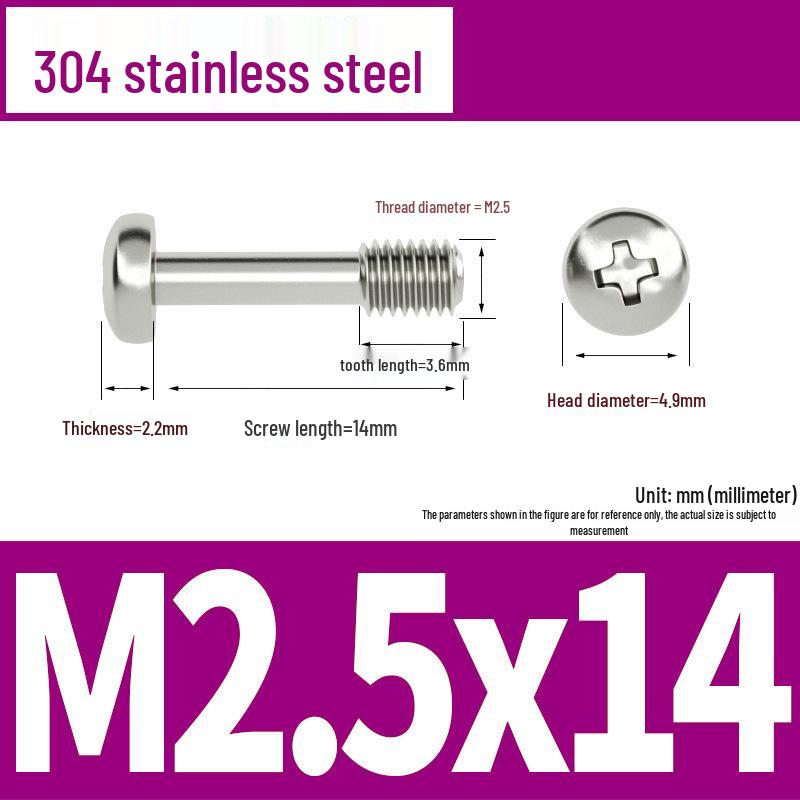 Yigu 304 Stainless Steel Phillips Round Head Captive Screws - M2/M3/M4 Half Thread Pan Head Machine Screws