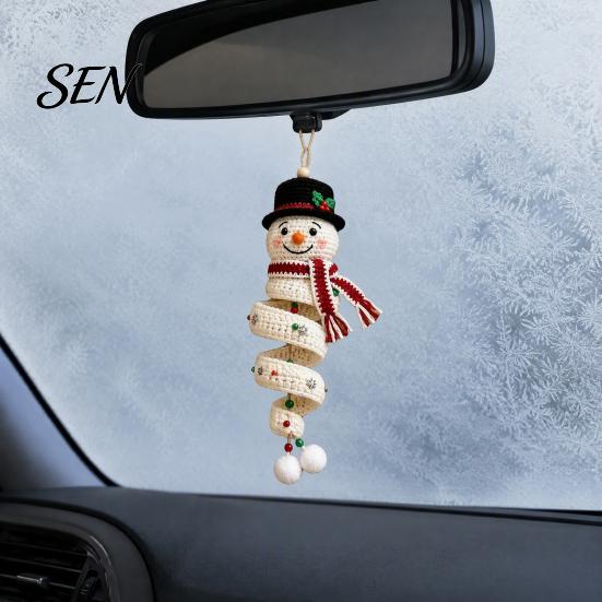 Yarn Craft Project Crochet Doll Spiral Ornament DIY Kit, Holiday Set with Christmas Decoration Making Soft Yarn, Beads, Tree Hanging for Window