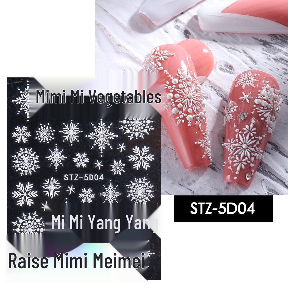 3D Floral Nail Art Stickers: Camellia & Tulip Embossed Adhesive Designs