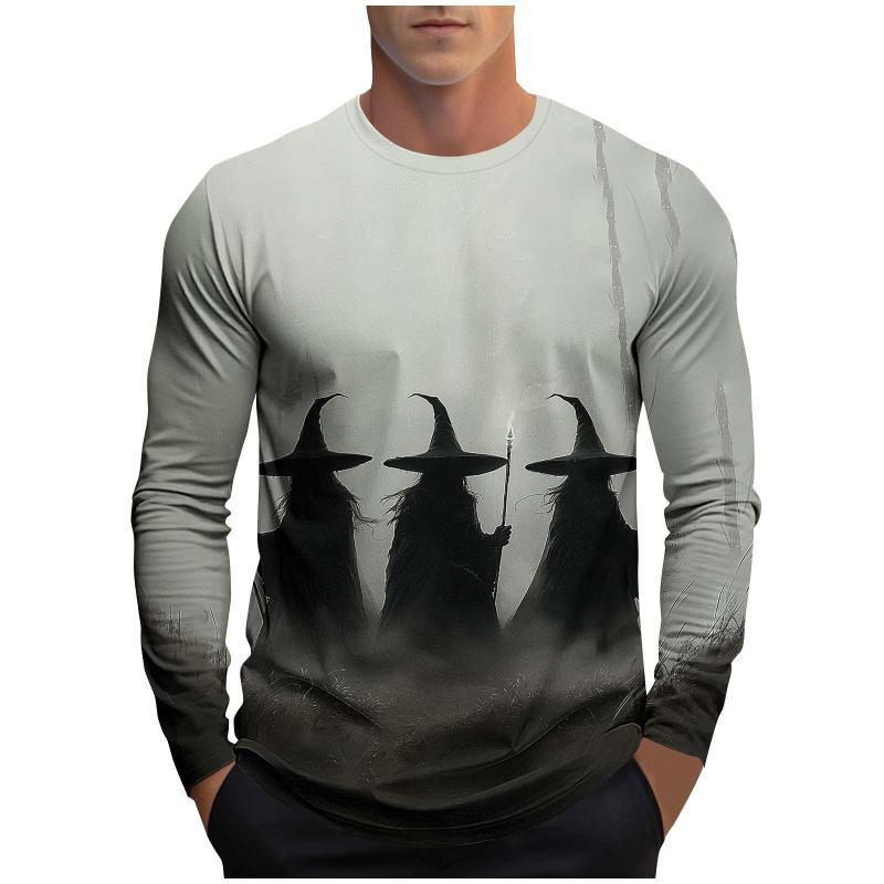 2025 Fall New Casual Fashion Men's Crew Neck Top Wizard and Pumpkin 3D Print Stylish Cool T-Shirt Y2K Clothing