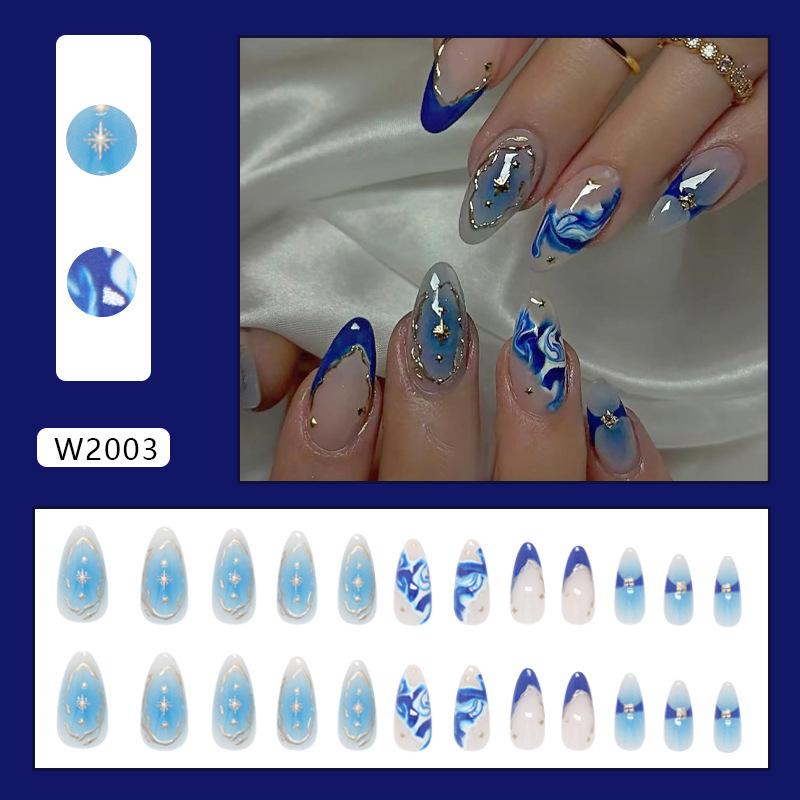 Three-dimensional Wave Star French Wearable Armor 24 Pieces Press On Nails